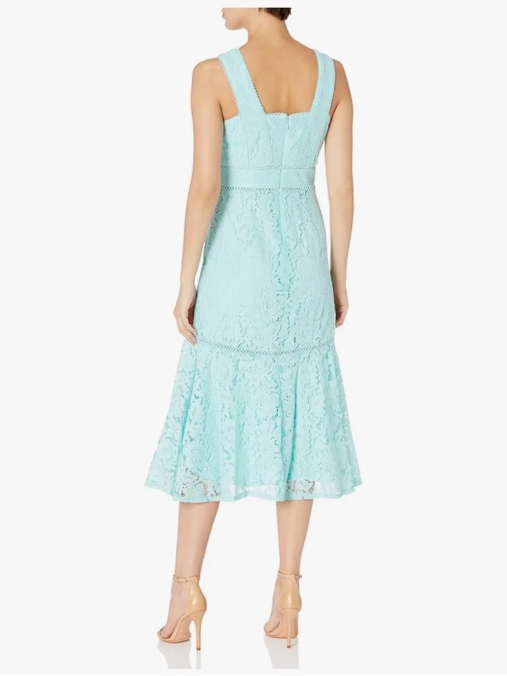 TAYLOR Sleeveless Lace High-Low Dress in Light Blue Sz 2